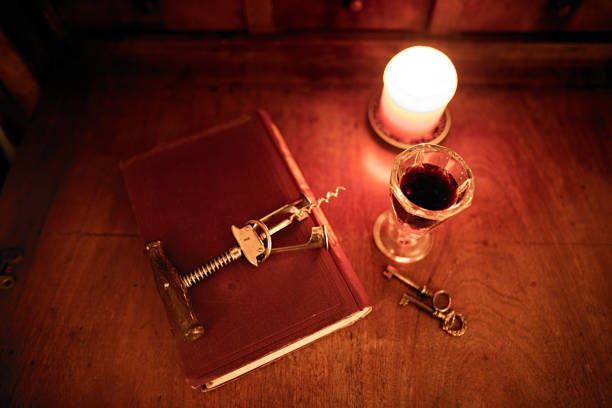 antique glass with red wine