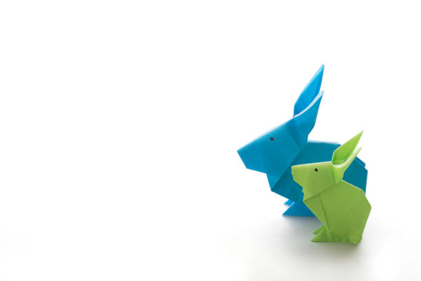 Easter bunny of origami. Isolated on white background