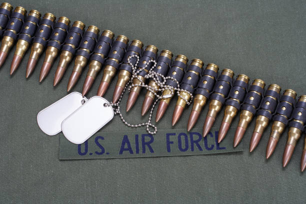 istock ammunition belt on US AIR FORCE uniform background 905019470