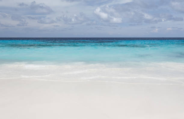 istock White beach sand and beautiful blue sea and sky 905021990