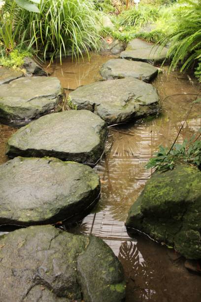 istock Stone path over the garden lake 905024532