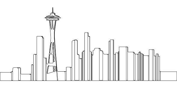 Skyline of Seattle on a white background, Vector illustration