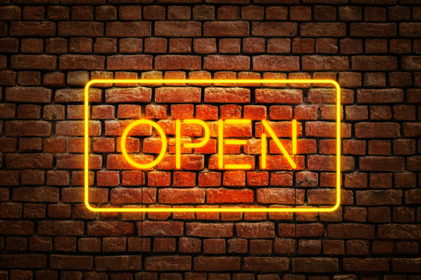 Open Light Background Information Sign, Open, Sales, Lighting, Background distillery still photos stock pictures, royalty-free photos & images