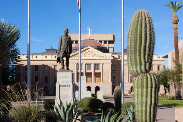 The Arizona State Capitol building is seen during the morning time in Phoenix, AZ.