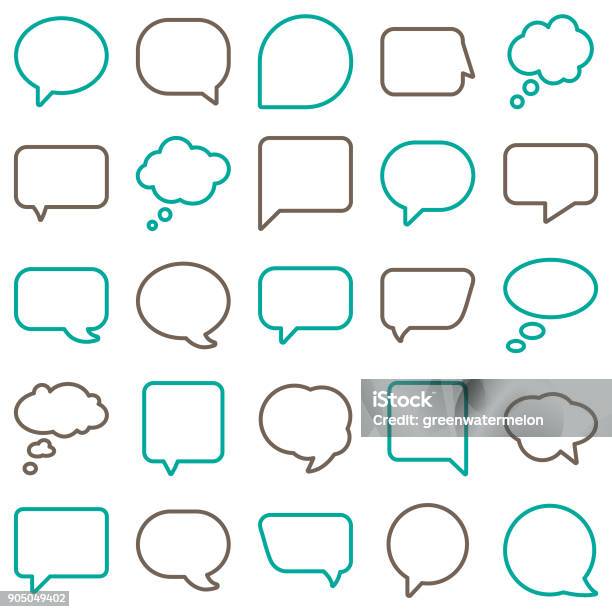 Vector Speech Bubbles Line Color Stock Illustration - Download Image Now - Speech Bubble, Bubble, Icon Symbol