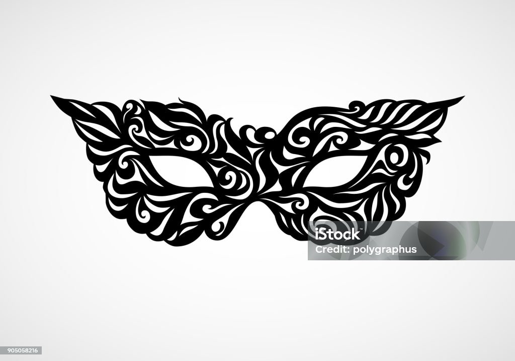 Black masquerade mask isolated on white background Black masquerade mask isolated on white background. Eps8. RGB. Global color Mask - Disguise stock vector