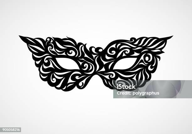 Black Masquerade Mask Isolated On White Background Stock Illustration - Download Image Now - Mask - Disguise, Costume, Masquerade Mask