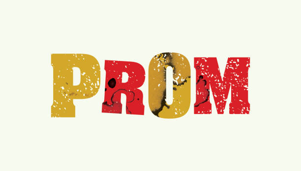 Prom Concept Colorful Stamped Word Illustration The word PROM concept printed in letterpress hand stamped colorful grunge paint and ink. Vector EPS 10 available. prom stock illustrations