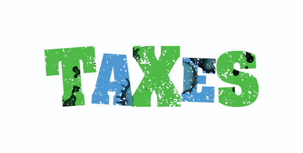 Taxes Concept Colorful Stamped Word Illustration The word TAXES concept printed in letterpress hand stamped colorful grunge paint and ink. Vector EPS 10 available. tithe stock illustrations