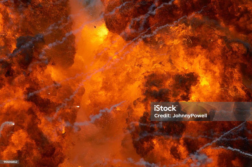 Fireball Controlled explosion for a display of military airpower. (2 of 3) War Stock Photo