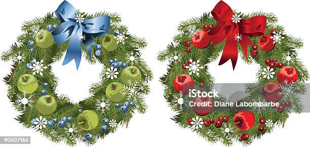 Apple Wreaths Stock Vektor Art und mehr Bilder von Kranz - Kranz, Apfel, Weihnachten