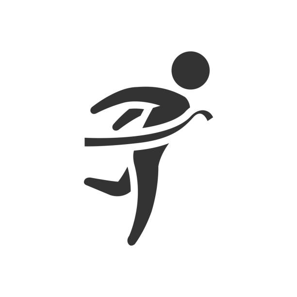 BW icon - Finish line Finish line icon in single grey color. Sport runner marathon competition winning champion . olympian you win graphic stock illustrations