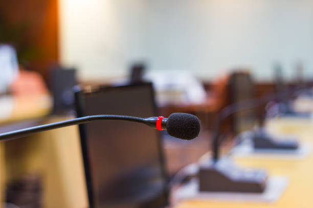 istock Microphone in the meeting room 905094586