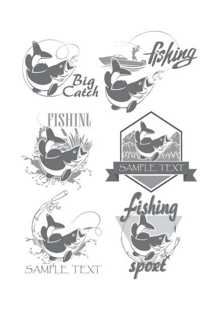 fishing logo Shown on bass fishing logo crappie stock illustrations