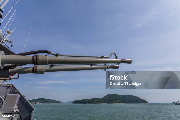 A Shooting Gun On The Battleship Stock Photo - Download Image Now - Aiming, Ammunition, Anchor - Vessel Part