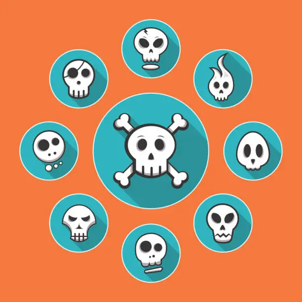 Vector illustration of Skull icons - vector illustration