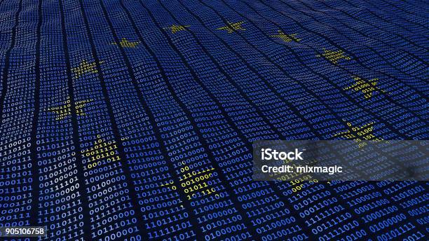 Eu Data Protection Gdpr Bits And Bytes Stock Photo - Download Image Now - Europe, General Data Protection Regulation, Data