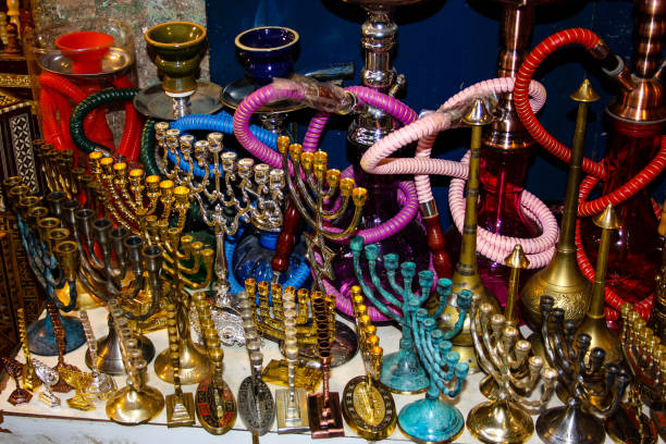 Closeup of religious objects  in a souvenirs shop in the bazaar of the old city of Jerusalem