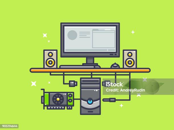Computer Accessories Animated Illustration Of Computer And Accessories Stock Illustration - Download ...