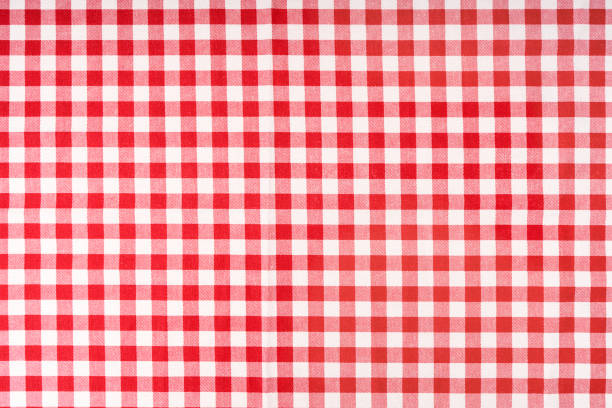 czerwony obrus w kratkę - striped textile tablecloth pattern zdjęcia i obrazy z banku zdjęć