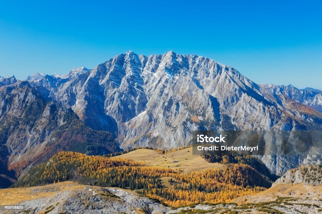 Blick über Gotzenalm, Mount Watzmann - Nationalpark Berchtesgaden - Lizenzfrei Abenteuer Stock-Foto