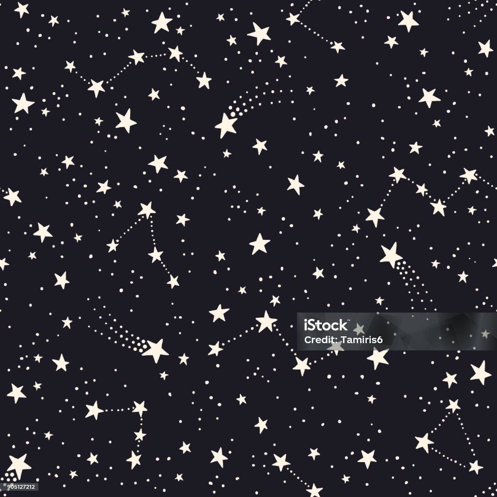 Modèle sans couture avec les constellations et les étoiles - clipart vectoriel de Étoile libre de droits