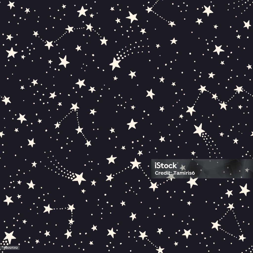 Seamless pattern with constellations and stars Vector seamless pattern with constellations and stars. Astronomical background Star - Space stock vector