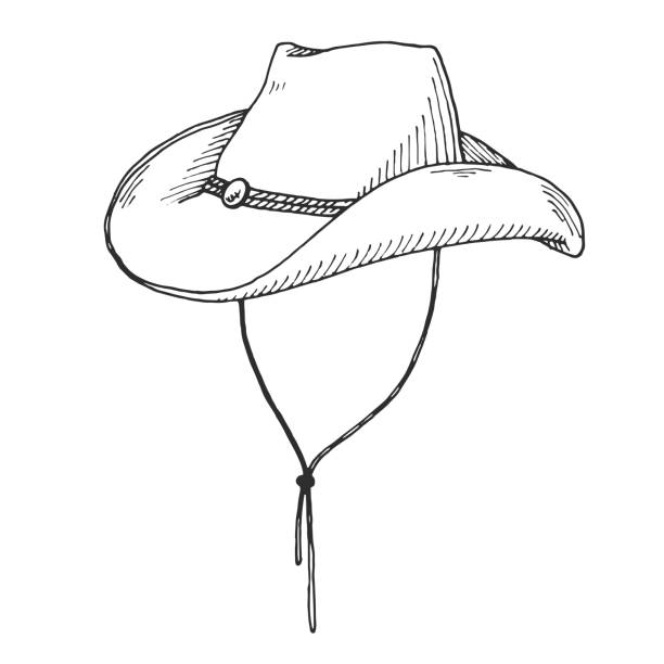 カウボーイ ハットが白い背景で隔離のスケッチ。ベクトル - cowboy hat hat wild west isolated点のイラスト素材／クリップアート素材／マンガ素材／アイコン素材