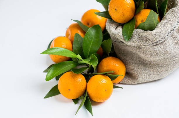 istock Fresh ripe mandarines on the rustic wooden background 905130818