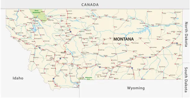 Vector illustration of montana road vector map