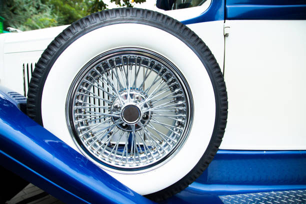 istock White hood retro car. 905137476