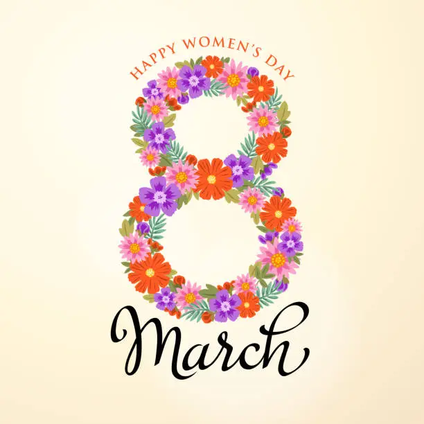 Vector illustration of 8 March Flowers