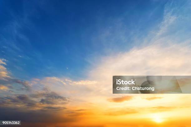 Twilight Sky Backgroundsky Sunset Sunrise Orange Sky Blue Stock Photo - Download Image Now