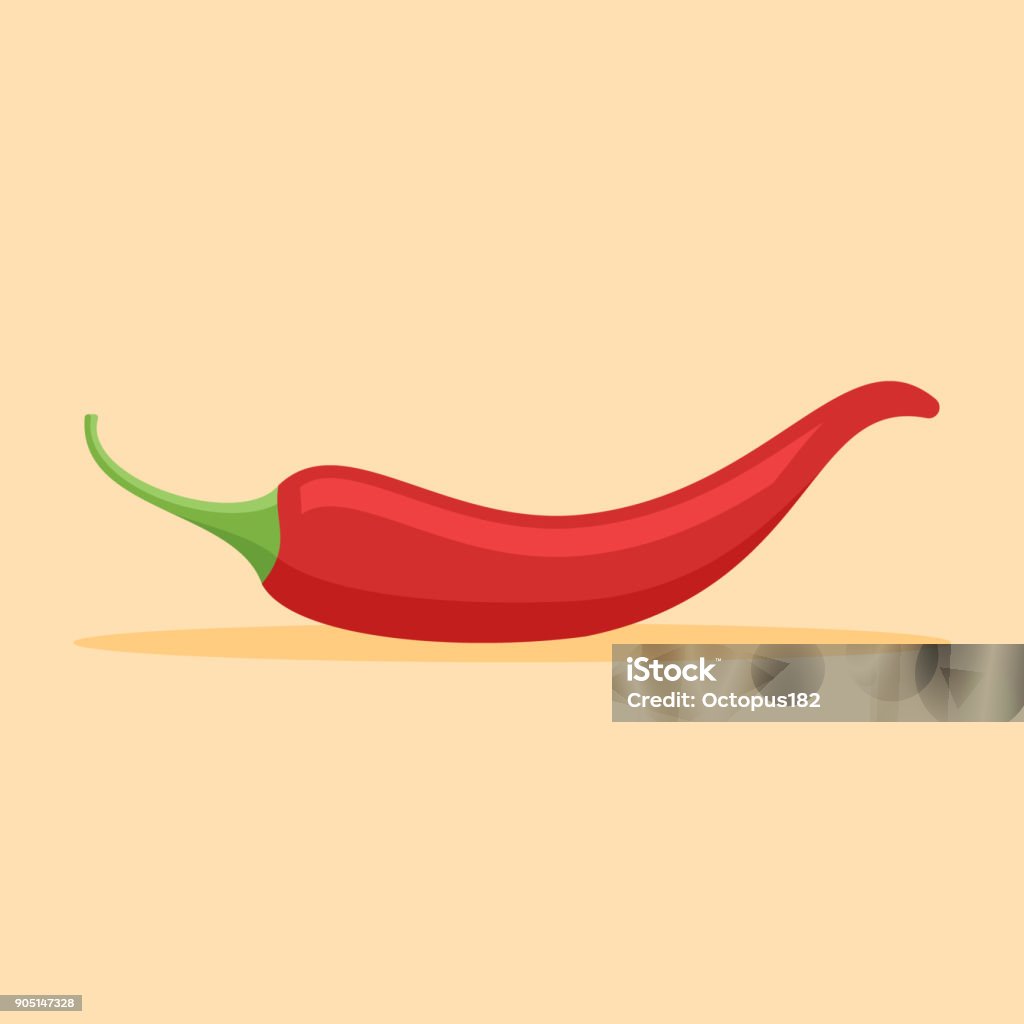 Red chilli pepper flat style icon. Vector illustration. Red chilli pepper flat style icon on orange background. Vector illustration. Chili Pepper stock vector