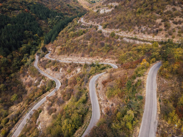 istock Drone view of mountain road 905164230