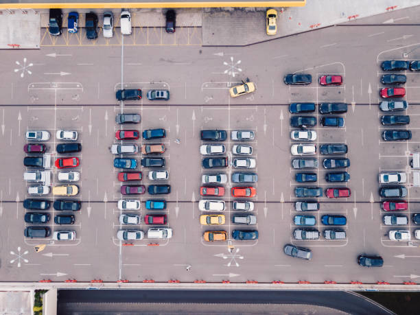 istock Directly above view of car parking 905164728