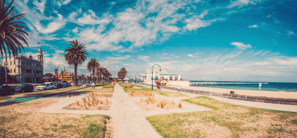 Melbourne St.Kilda beach in Melbourne port melbourne melbourne stock pictures, royalty-free photos & images