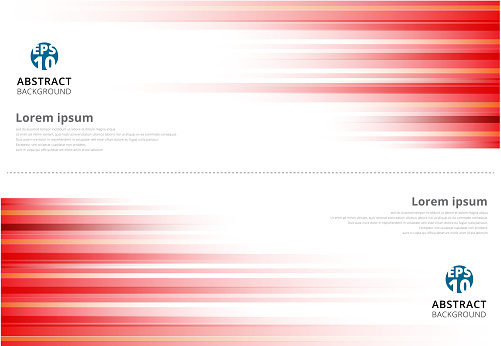 Red abstract horizonal lines background technology with copy space banner, Vector illustration
