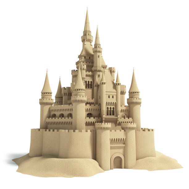 istock Fairytale sand castle isolated on white background 905167886