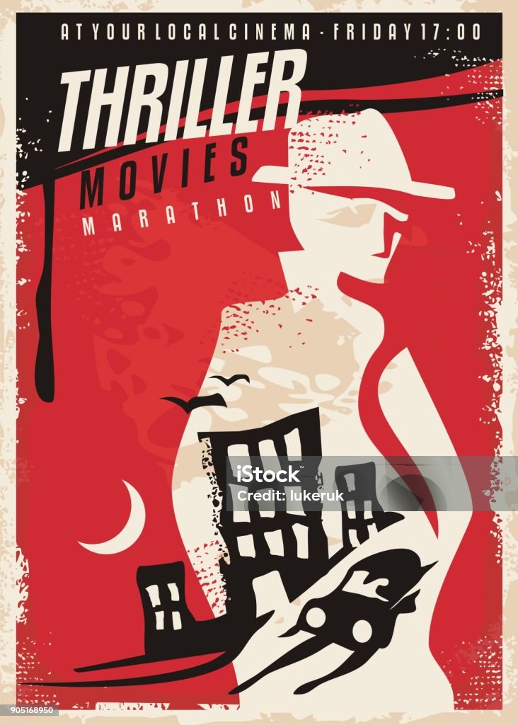 Kreativen Plakatgestaltung für Thriller Film zeigen - Lizenzfrei Filmposter Vektorgrafik