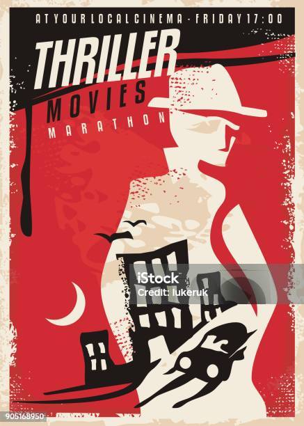 Kreativen Plakatgestaltung Für Thriller Film Zeigen Stock Vektor Art und mehr Bilder von Filmposter