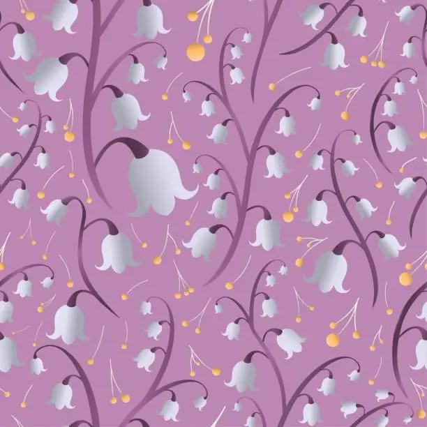 Vector illustration of flower pattern seamless vector  floral motifs random repeat purple tone