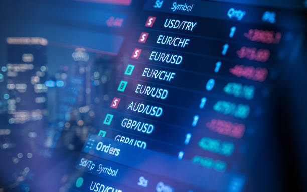 istock Financial trading chart at digital display 905169460