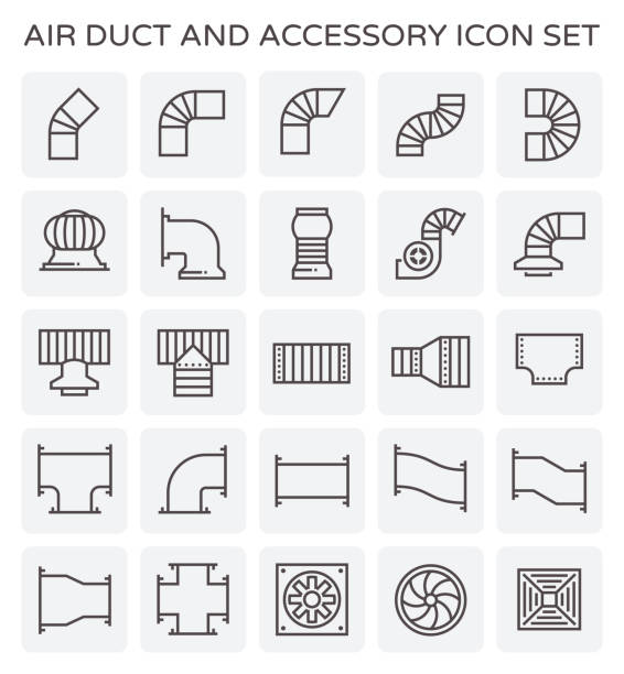 ilustraciones, imágenes clip art, dibujos animados e iconos de stock de icono de conducto de aire - zinc