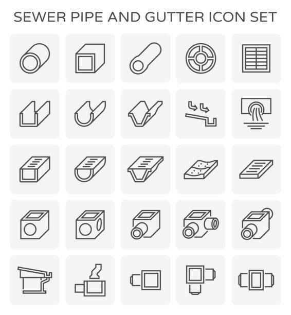 하 수구 파이프 아이콘 - pipe water pipe pipeline steel stock illustrations