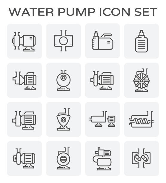 물 펌프 아이콘 - pipe water pipe pipeline steel stock illustrations