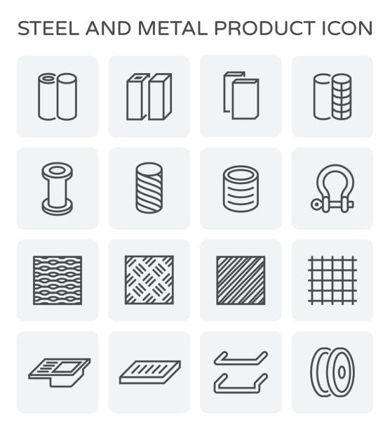 철강 금속 제품 - aluminum cable cut out equipment stock illustrations