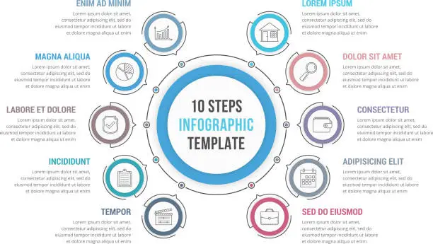 Vector illustration of 10 Steps - Circle Infographics