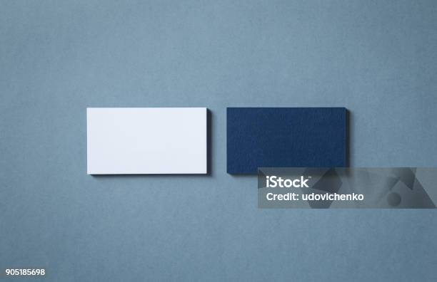 Blank Business Cards Stock Photo - Download Image Now - Business Card, Template, Blue