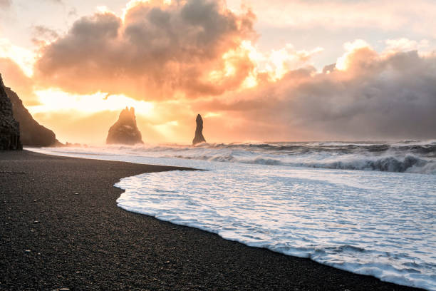 istock Reynisfjara or better known as Black Sand beach view during sunrise 905185836